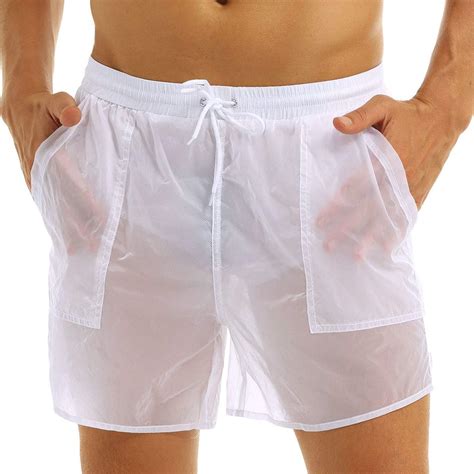 Men's See Through Bulge Pouch Lingerie Underwear Breathable Boxer Briefs Fishnet Athletic Jockstrap Trunks Underpants. . Pouch mens see thru swim trunks